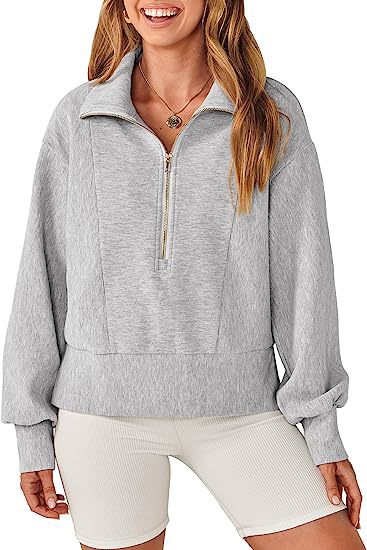 Dame Sweatshirt med halvdelen lynlås og blødt materiale Stilla