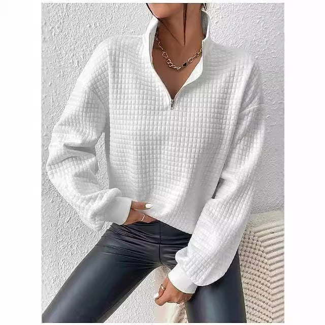 Dame Oversized Sweatshirt med høj opkravet krave og struktureret design Stilla