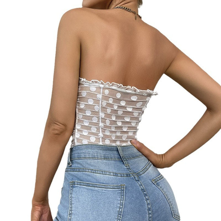 Dame Gennemsigtige Polka-Dots-Korsetter med Spidskant og Figurformende Silhuet Stilla