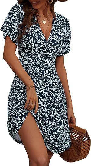 Dame Elegant Blomsterprint A-Linje Kjole Stilla