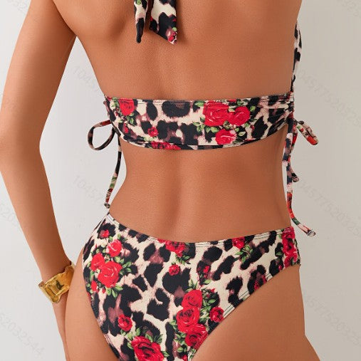 Dame bikini sæt med blomster leopard mønster Stilla