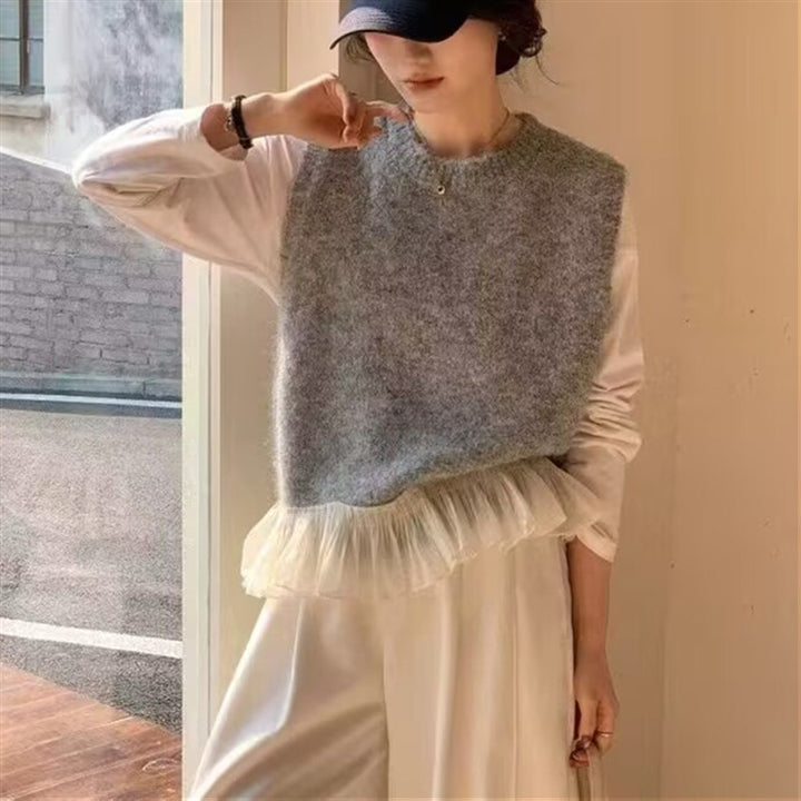 Kvinder Moderne Lagdelt Sweater med Volantkant Stilla