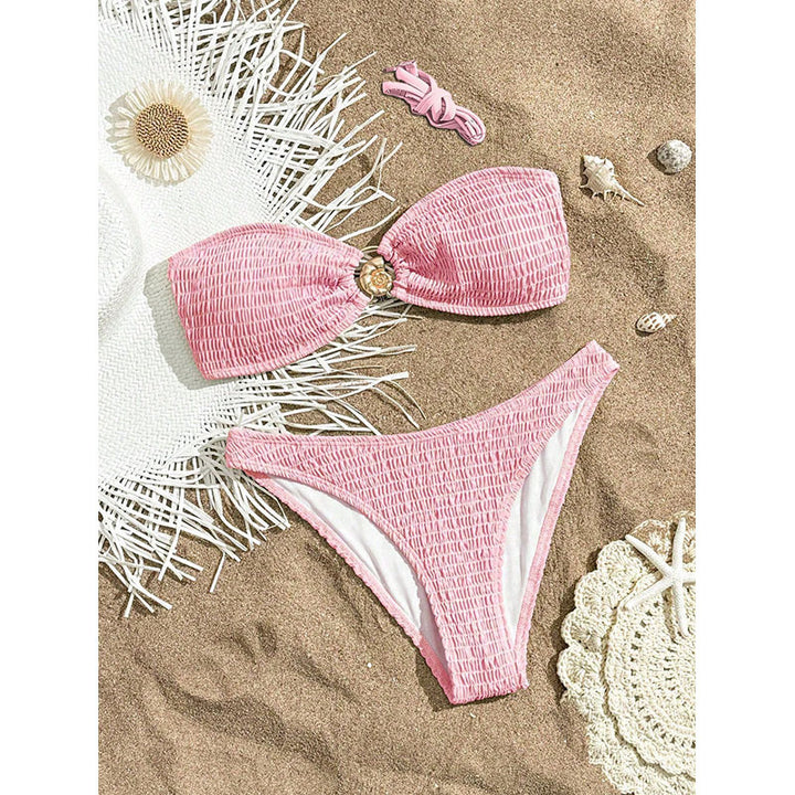 Dame bandeau bikini med glat flæse design Skovae