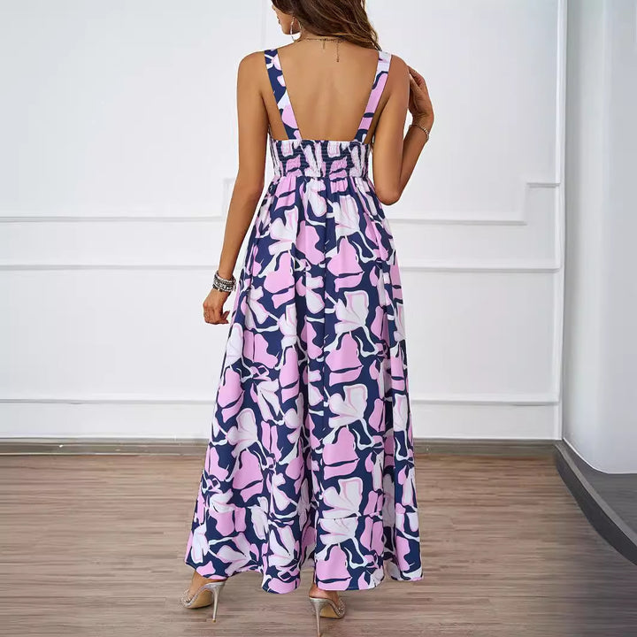 Kvinders maxi kjole med blomsterdesign og sofistikerede stropper Stilla