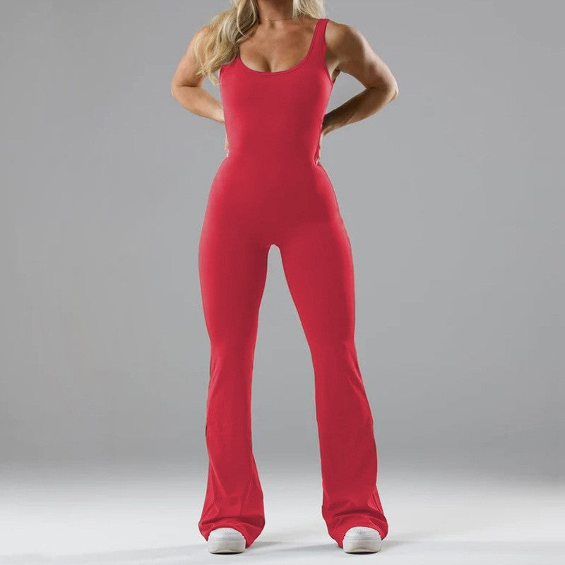 Dame figurtilpasset jumpsuit med vidde ben og moderne stropper Stilla