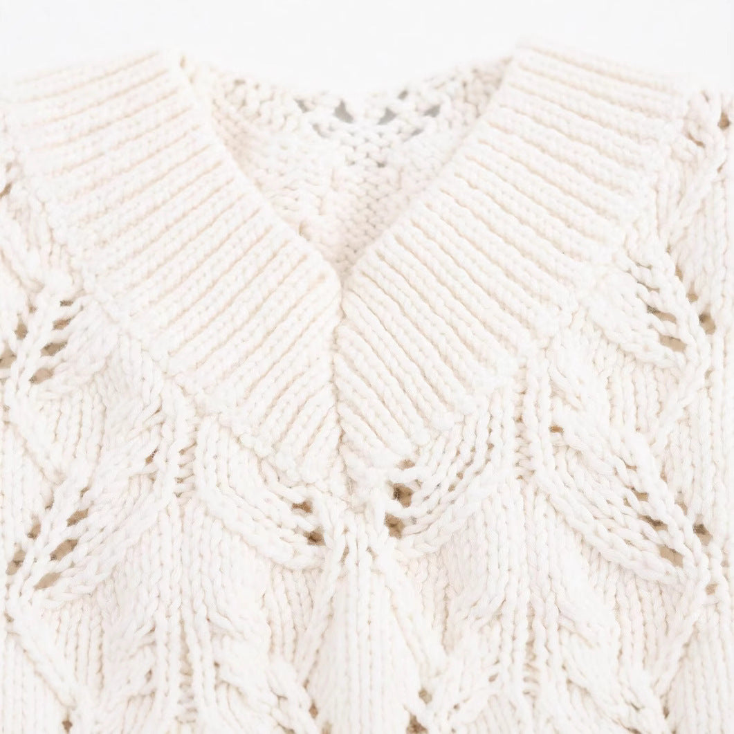 Femme Strik Spids Ærmeløs Sweatshirt Stilla