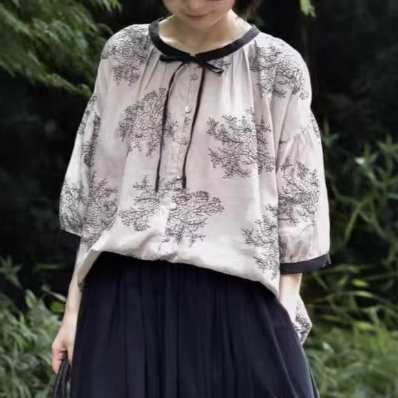 Dame Floral Print Linned Tunika Stilla