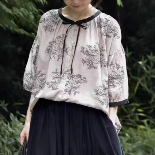 Dame Floral Print Linned Tunika Stilla