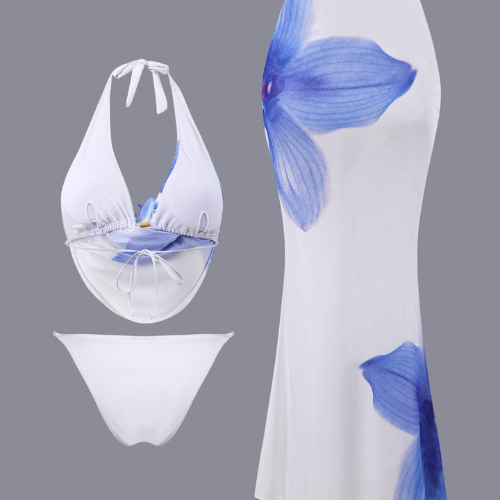 Dame Bikini-sæt med blomstret design og elegant indpakningstop Skovae