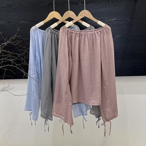Dame Off-Shoulder Let Bluse med Justerbare Ærmer Stilla