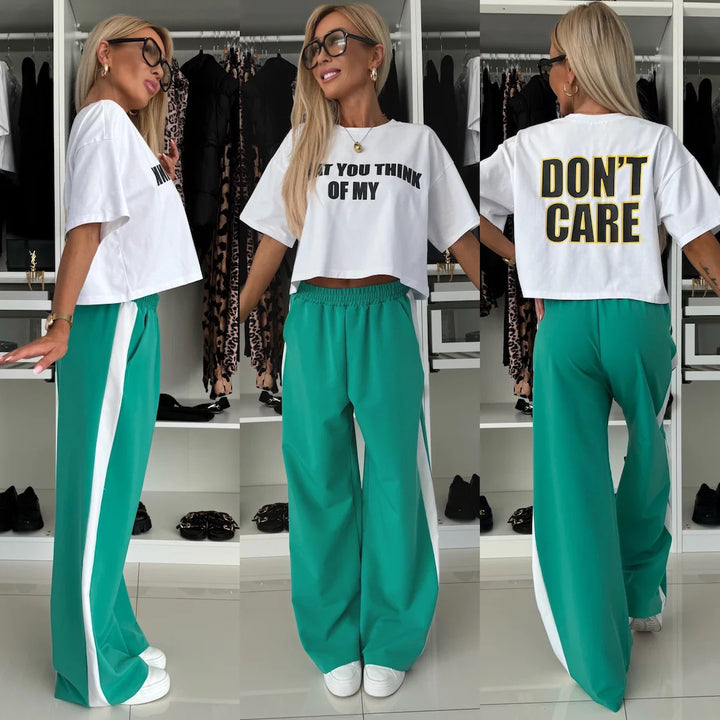 Kvinder casual crop top og brede joggerbukser sæt Skovae