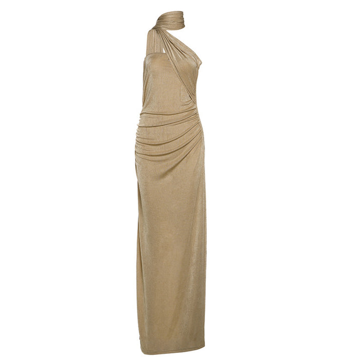 Dame Maxikjole med asymmetrisk snit og stilfulde draperinger Stilla