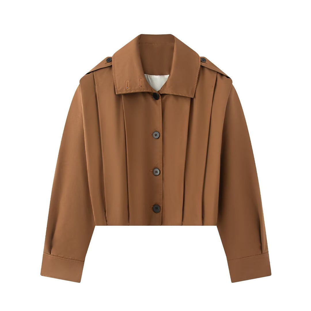 Dame mode kort jakke med elegante plissé-detaljer Stilla
