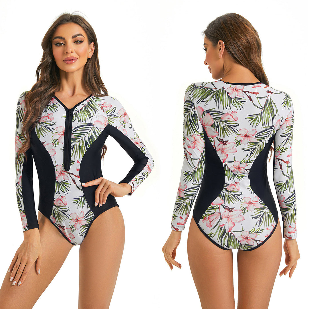 Dame Lange Ærme Floral Print Surf Badedragt Stilla