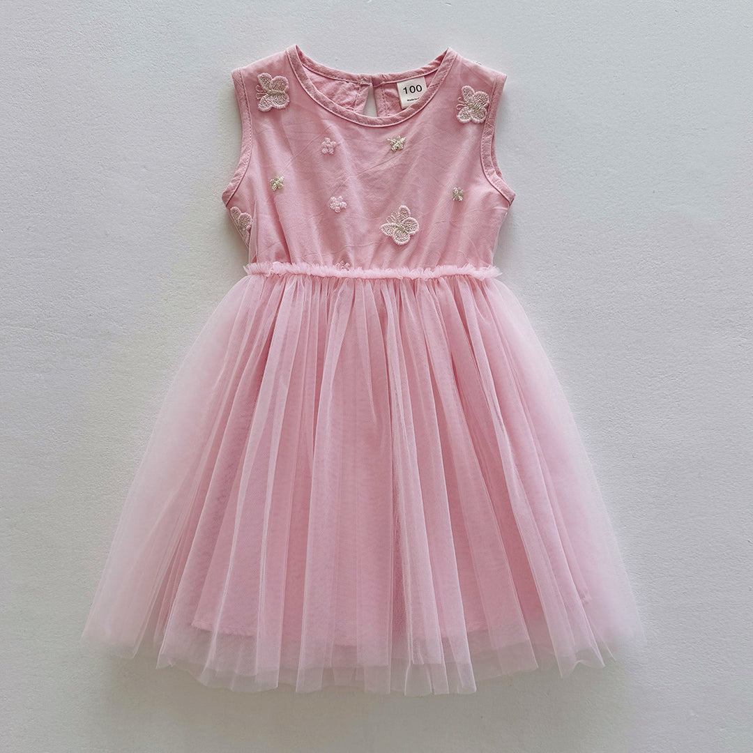 Pige Elegant Broderet Tyllkjole Stilla