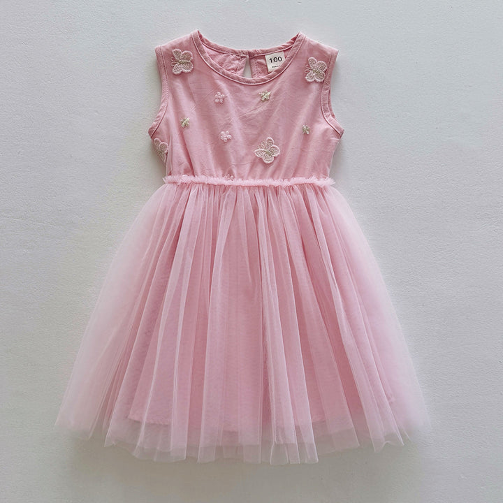 Pige Elegant Broderet Tyllkjole Stilla