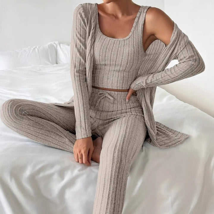 Dame Komfortabel Strik-Loungewear-Sæt Stilla