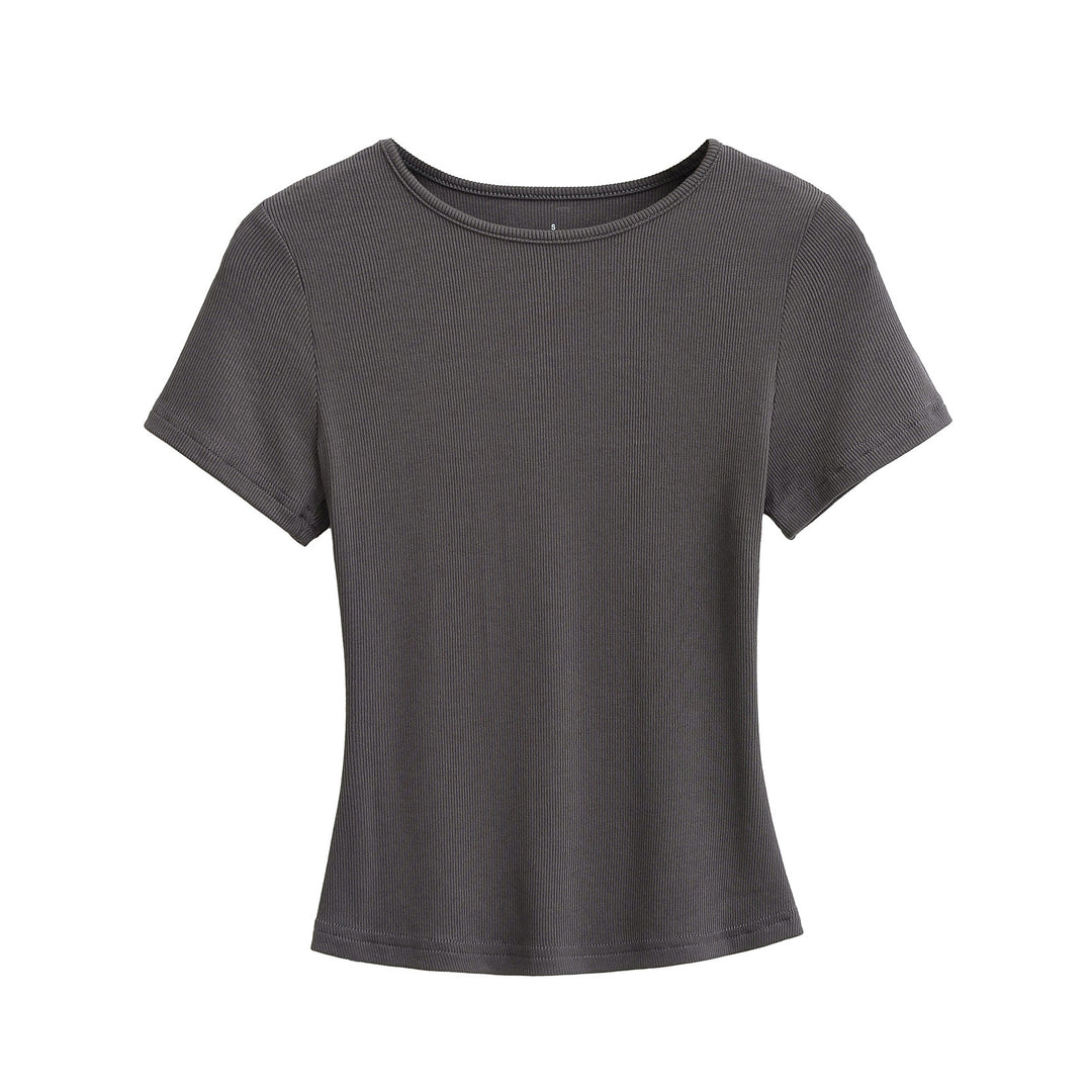 Dame klassisk rib T-shirt med let oversize snit Stilla