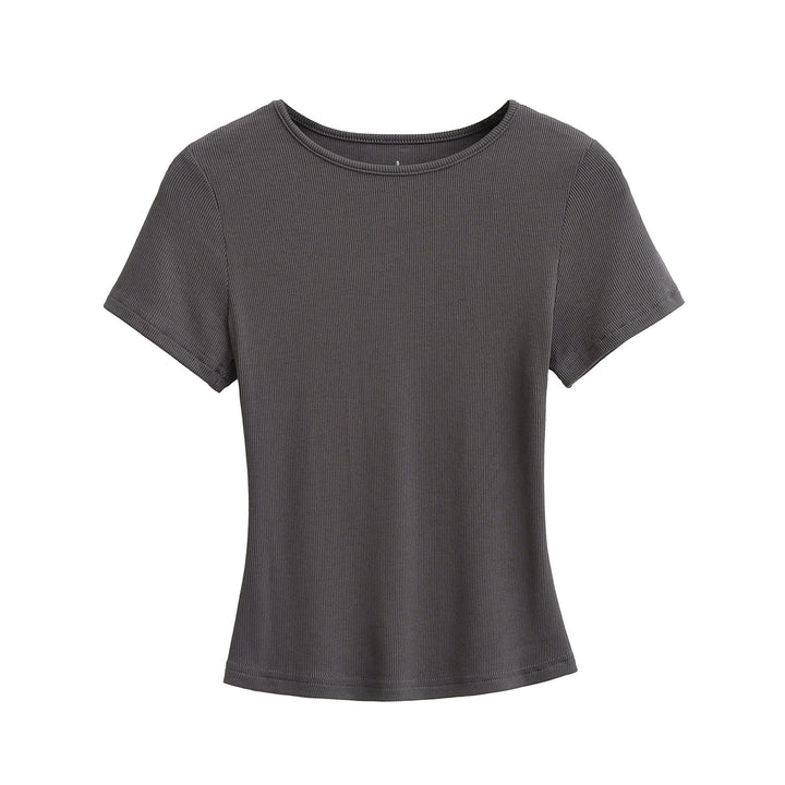 Dame klassisk rib T-shirt med let oversize snit Stilla