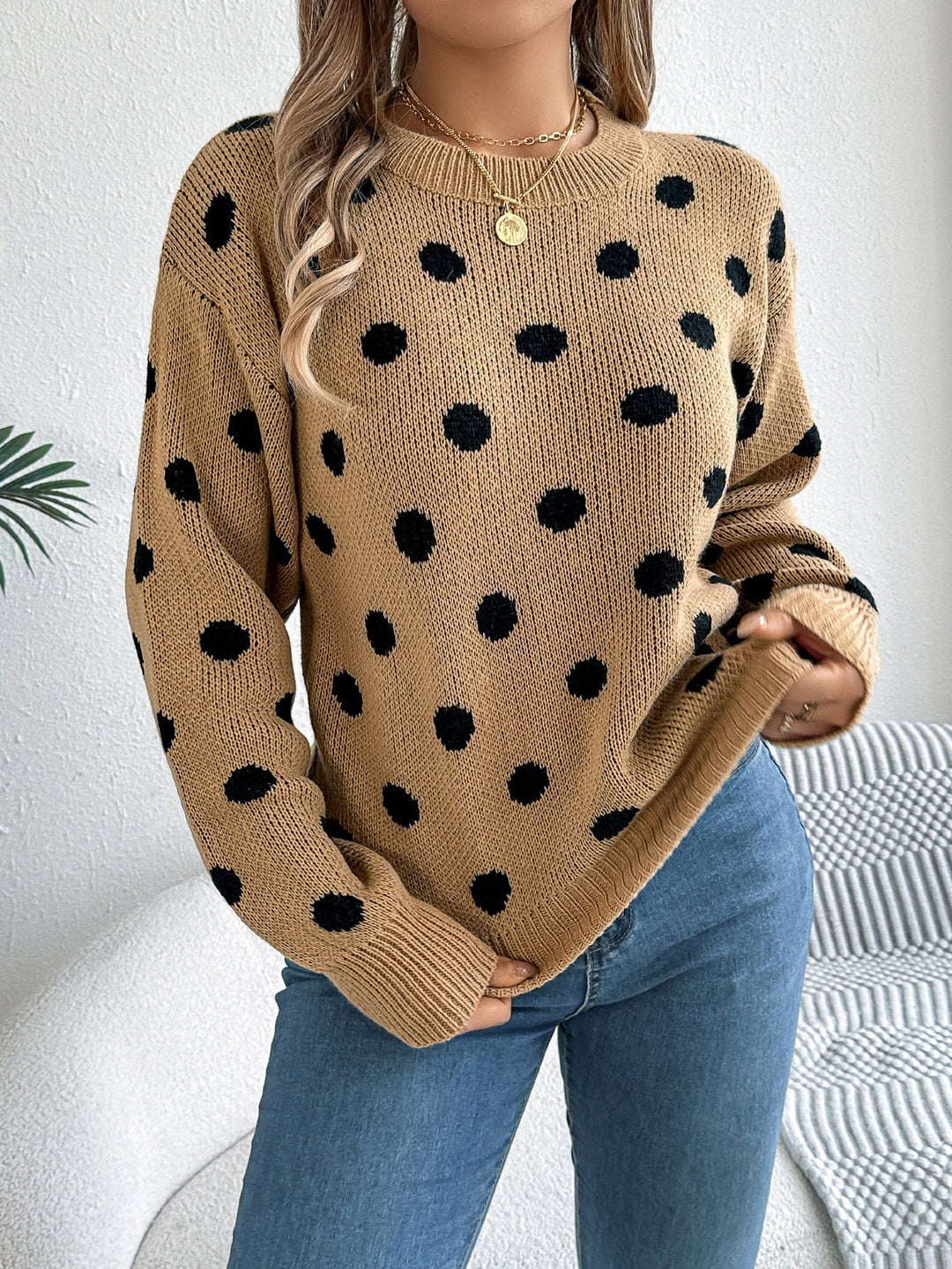 Stilla | Polka Dot Strikpullover