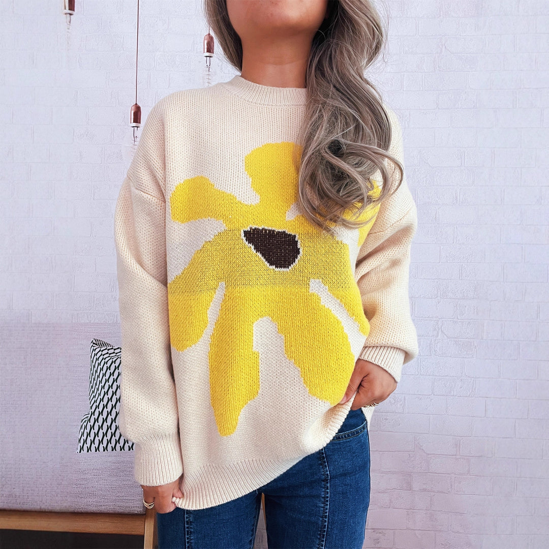 Kvinders afslappede sweater med blomstermønster og afslappet pasform Stilla