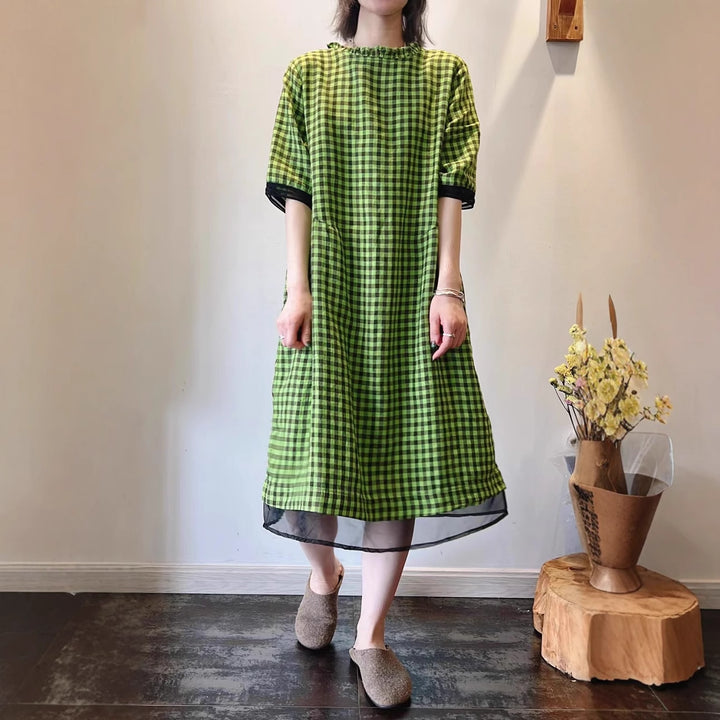 Dame Casual Gingham Check Tunika Kjole Stilla