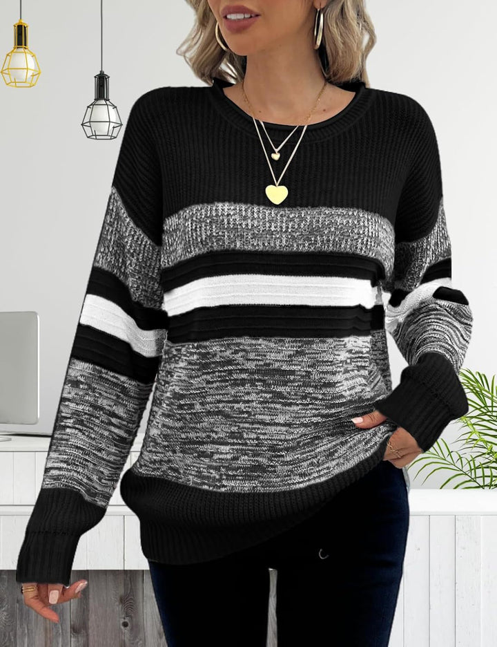 Kvindernes casual sweater med stribet design og løs pasform Stilla
