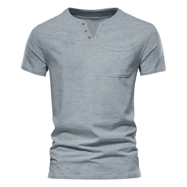 Herrer Kortærmet Henley-Shirt med knaplukning og praktisk brystlomme Stilla