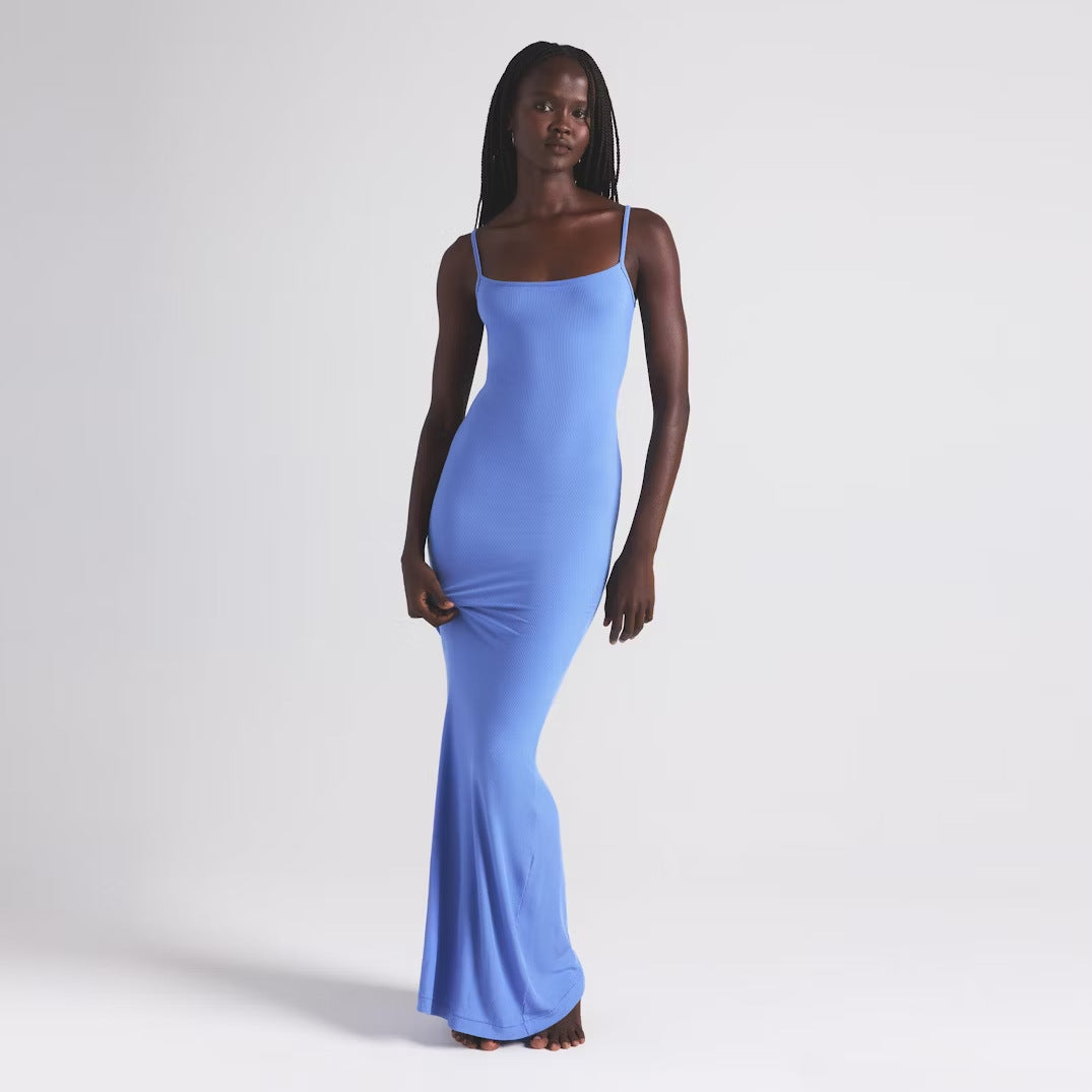 Damer Elegant Spaghetti-Rem Maxi-Kjole Stilla