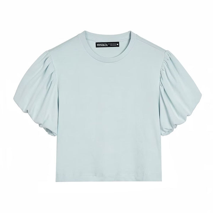 Dame T-shirt med voluminøse ærmer og moderne snit Skovae