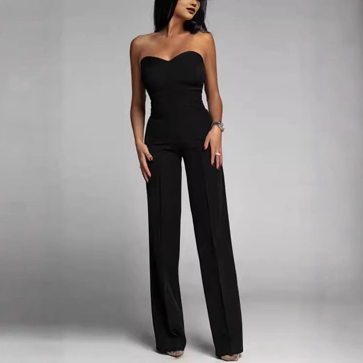 Dame elegant jumpsuit med off-shoulder design og vid ben Skovae
