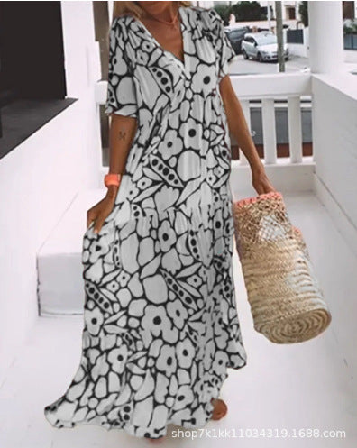 Dame Maxikjole med blomstret design Stilla