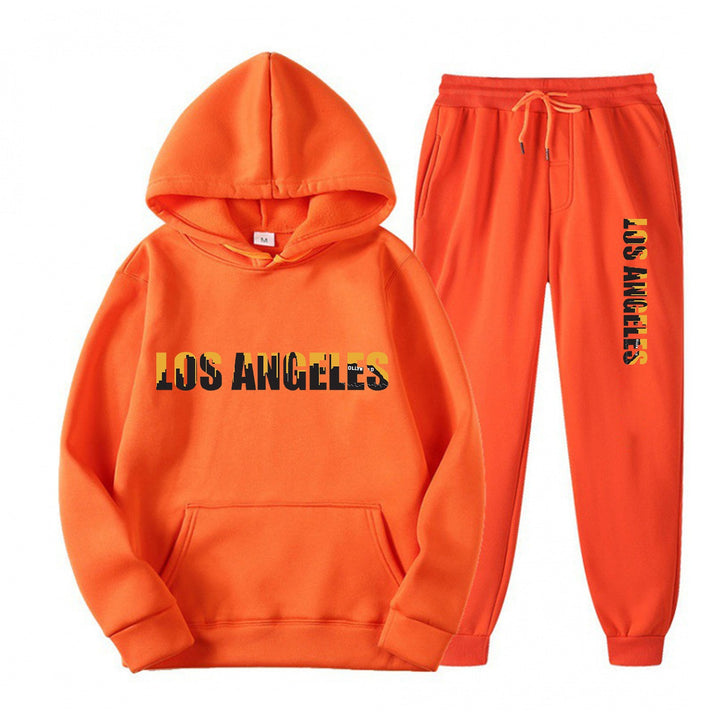 Kvinders fritids hoodie og joggingbukser sæt med casual Los Angeles skrifttype Skovae