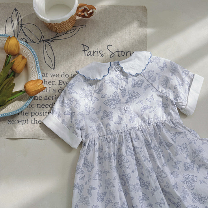 Pige Sommerfuglprint Smocked Kjole Stilla