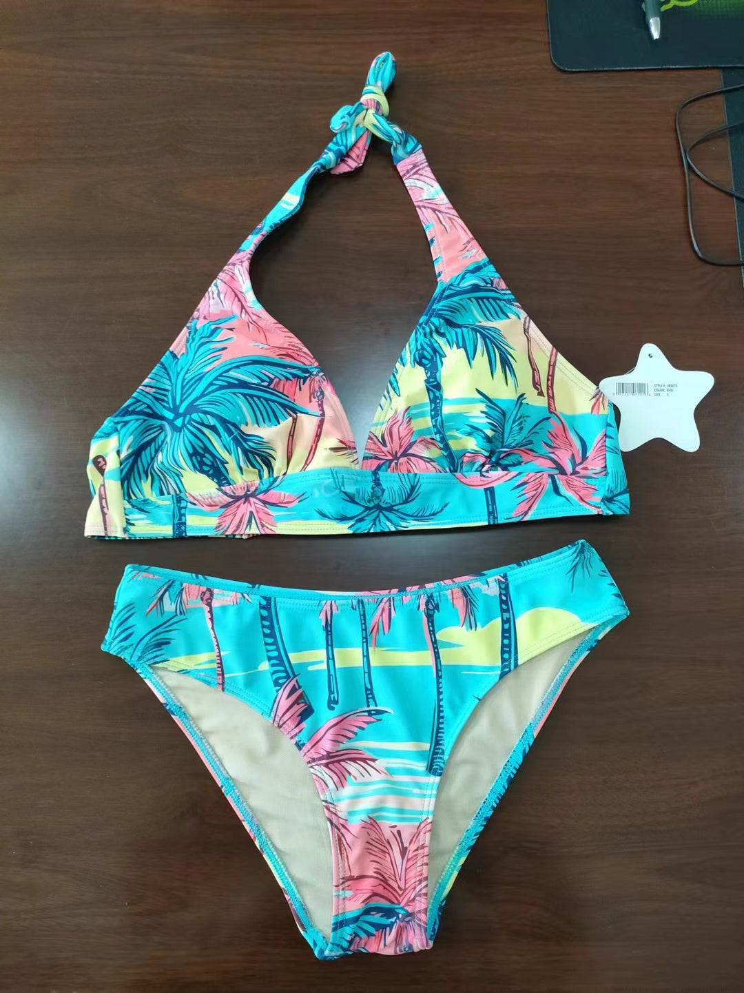 Dame Triangel-Bikini med kreativt knude-design Skovae