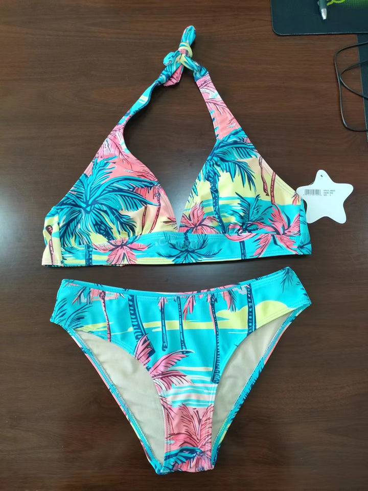 Dame Triangel-Bikini med kreativt knude-design Skovae
