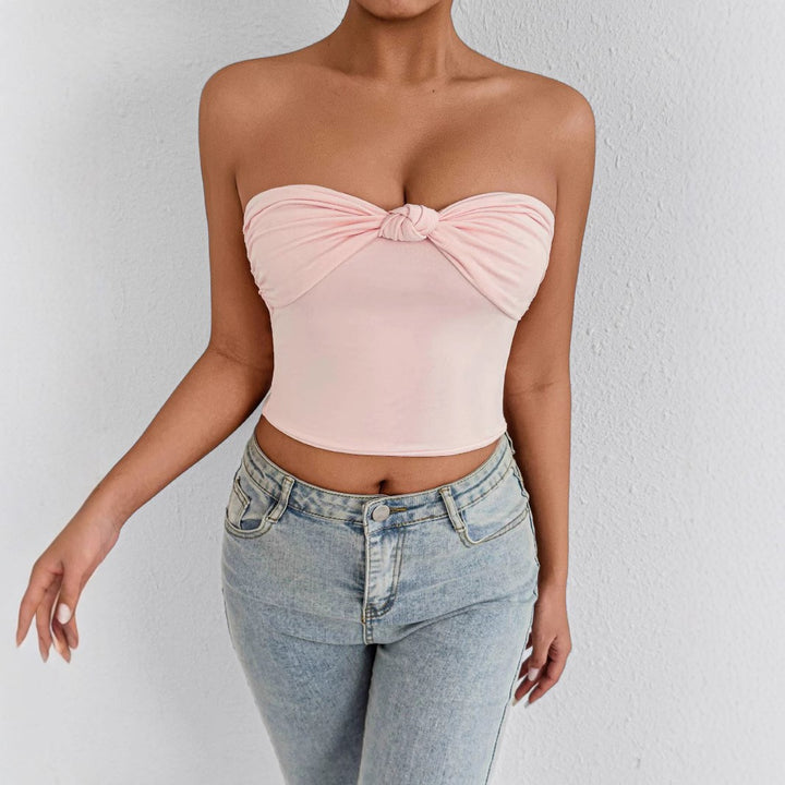 Damer Bandeau Crop-top med knude-design Skovae