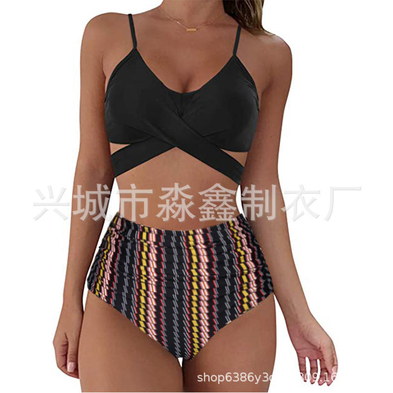 Dame Crop-Top bikini sæt med flettet design Skovae
