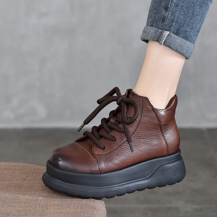 Dame Læder High-Top Sneakers med komfortabel Plateau Stilla