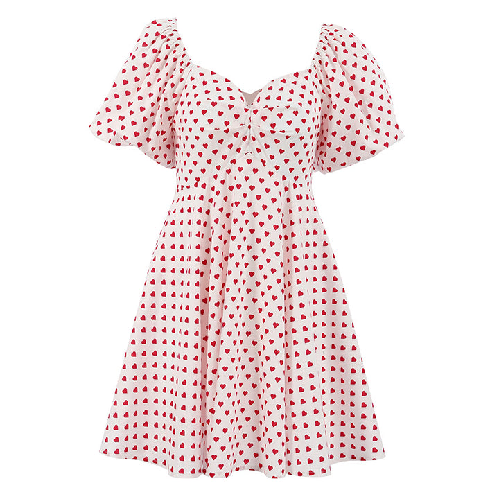 Dame Off-Shoulder Minikjole med puffærmer og flæsedetaljer Stilla