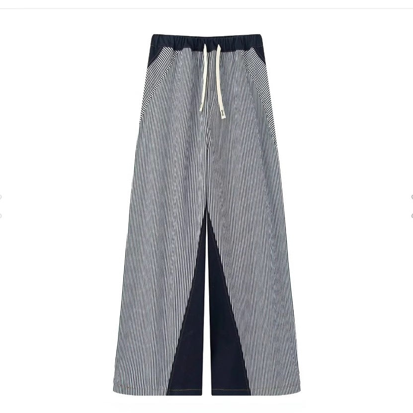 Dame bred stribepants med elastisk talje og praktiske lommer Stilla