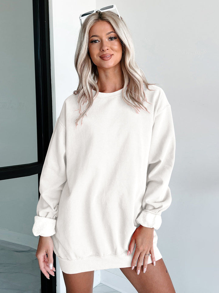 Dame afslappet sweatshirtkjole med lange ærmer og høje manchetter Stilla