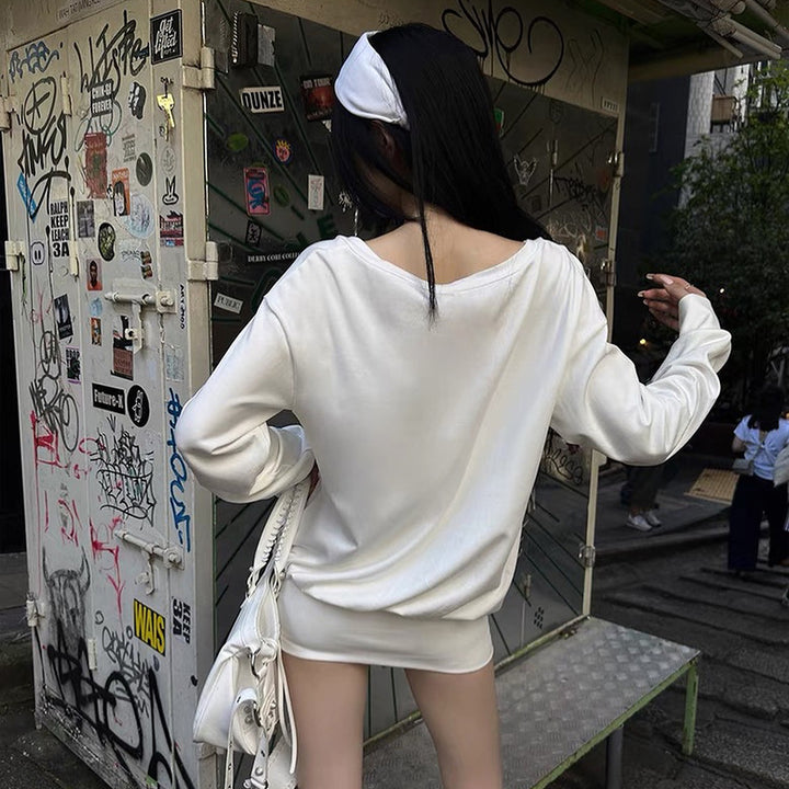 Dame Oversized Deep V-Udskæring Langærmet Top Stilla