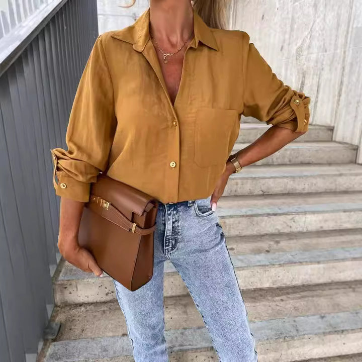 Dame elegant skjortebluse med knude detailli Stilla