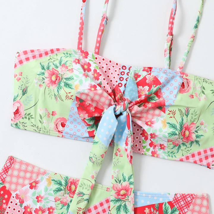 Dame Patchwork Blomster Bikini Sæt Stilla