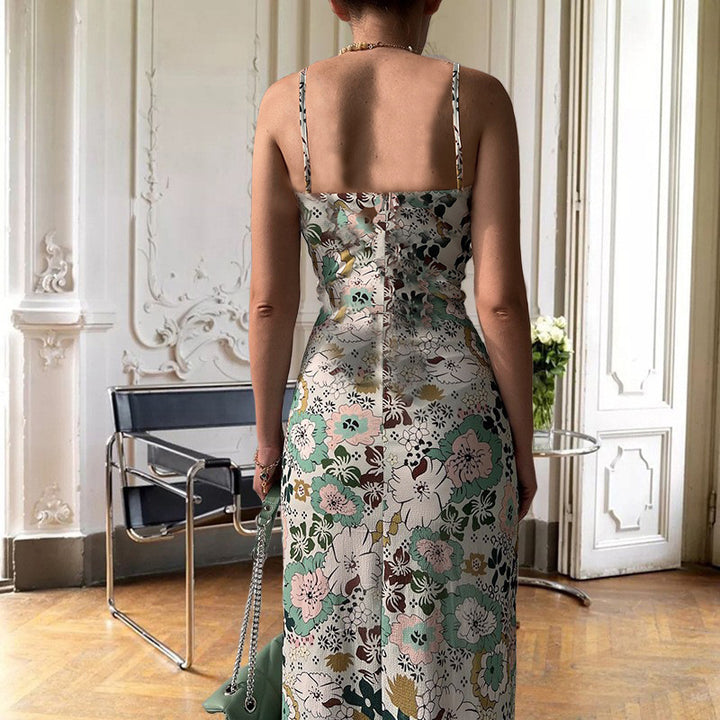 Dame Elegant sommerkjole i omslag design med blomster mønster Stilla