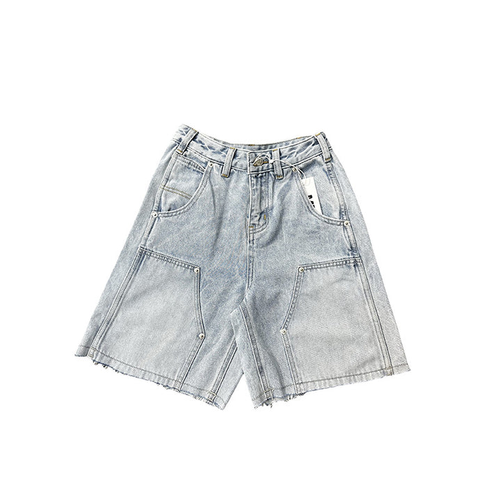 Dame flared jeans shorts med alsidige lommer Stilla