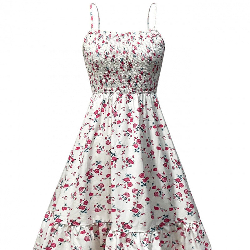 Dame Floral Print Smocked Mini Kjole Stilla