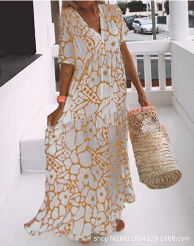 Dame Maxikjole med blomstret design Stilla