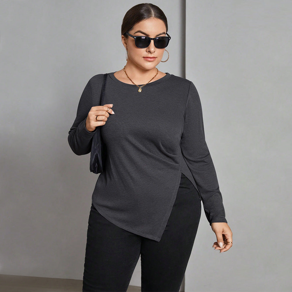 Dame asymmetrisk langærmet skjorte med elegant ruffles design Stilla